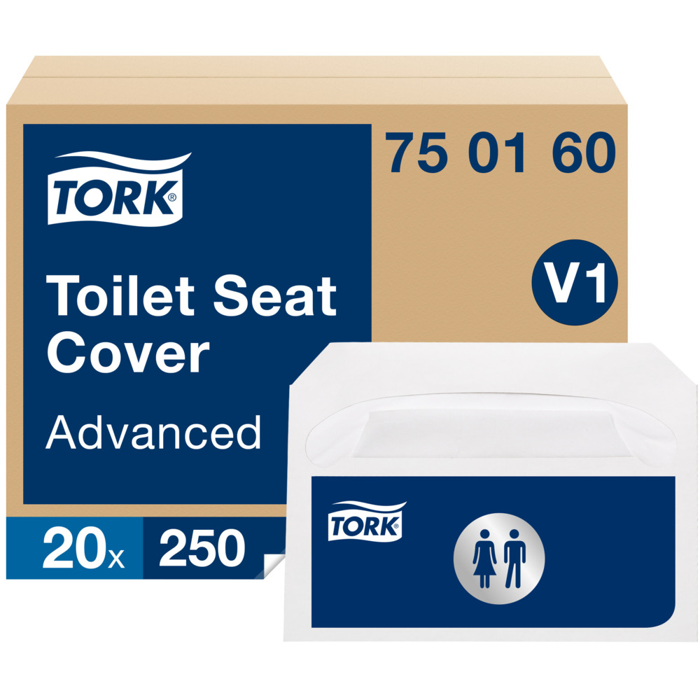 Acoperitoare din hartie pentru colac toaleta Tork, V1; unica folosinta, alb