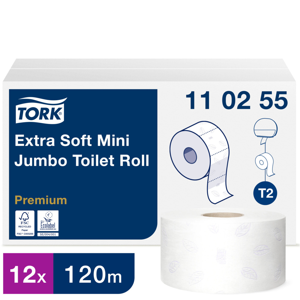 Rouleau de papier toilette mini jumbo extra doux Tork Premium - 3 couches